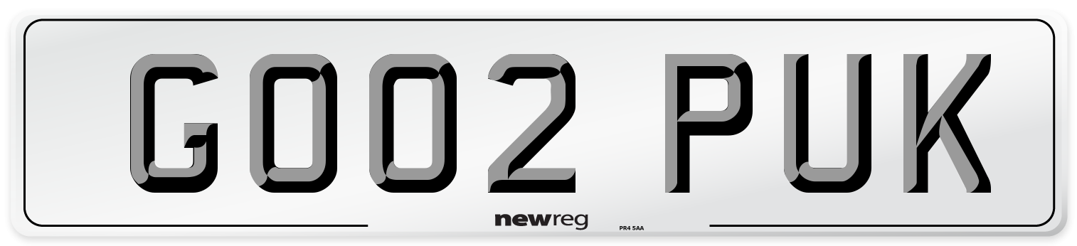 GO02 PUK Number Plate from New Reg